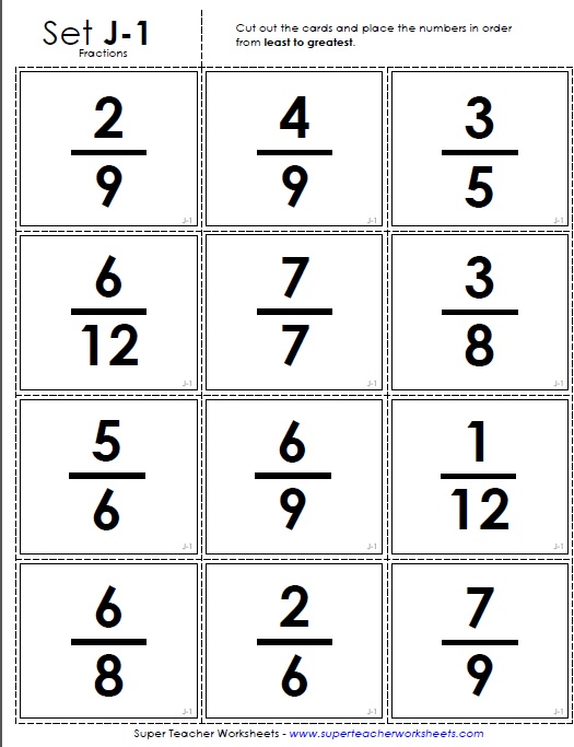 Fraction Chart From Least To Greatest