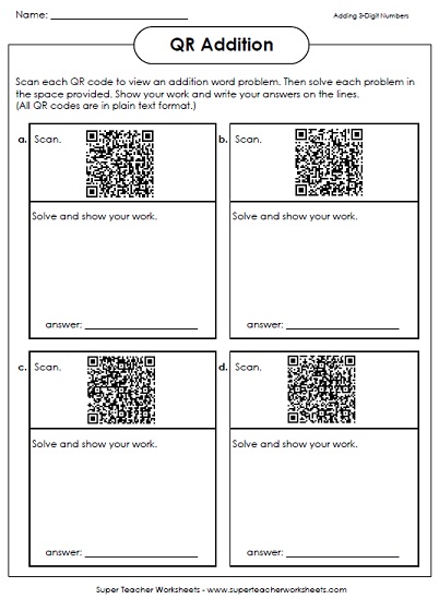 QR Code Math Worksheets