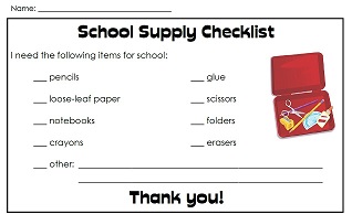 printable teaching tool school supply check list