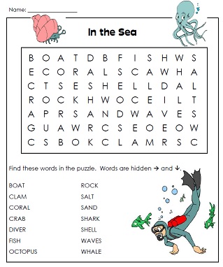 In the Sea Word Search
