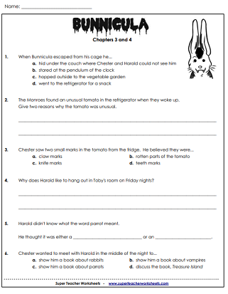 Chapter Questions - Bunnicula (Book)