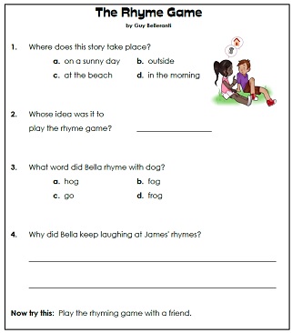 1st grade reading comprehension worksheets