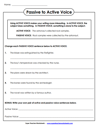 Printable Active Passive Voice Worksheets