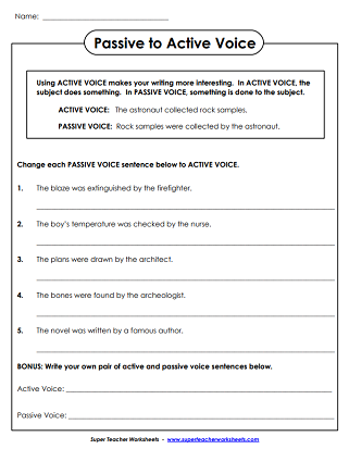 Active and Passive Voice Worksheets