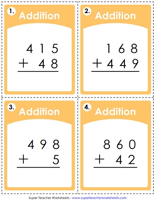 3-Digit Addition Math Task Cards