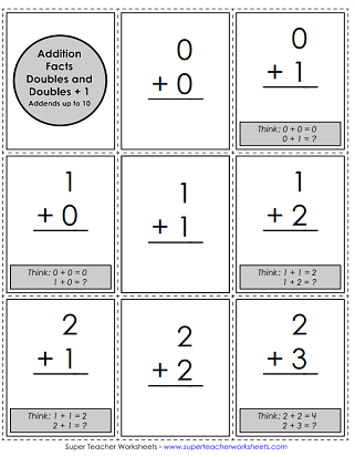 Doubles Facts Plus 1 - Addition Flashcards