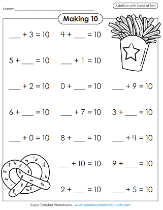 Basic Addition - Making 10 Worksheets