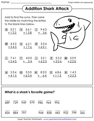 Worksheet Addition - No Carrying