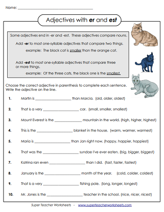 Adjective Worksheets