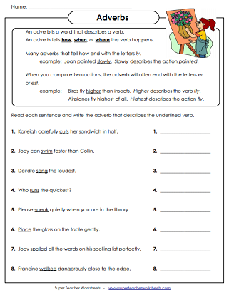 Adverb Worksheets