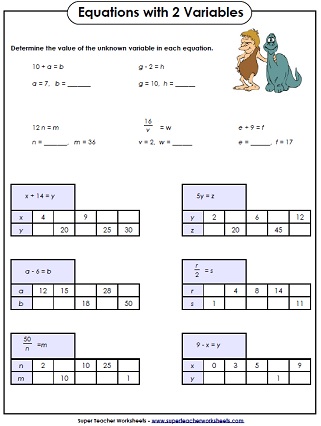 Algebra Worksheets