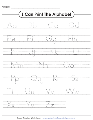 Alphabet Worksheets - Printing