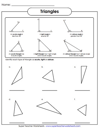 Angle Types: Acute, Obtuse, Right - Worksheets