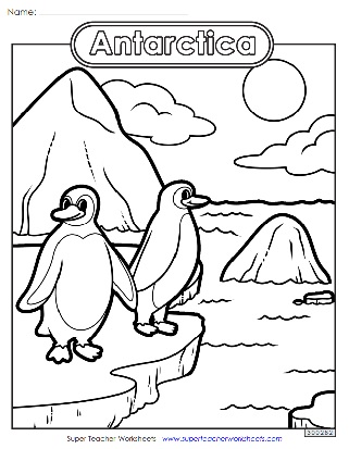 Antarctica Penguin Coloring Page