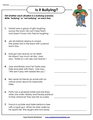 Taking the bully by the horns worksheet