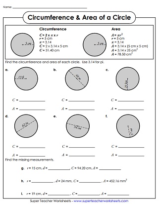 Area Of A Circle Worksheets  resultinfos