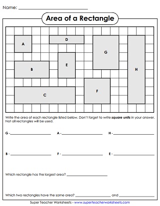 Area Worksheets - Counting Square Units