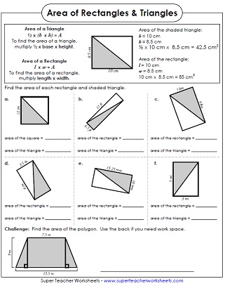 Area Worksheets