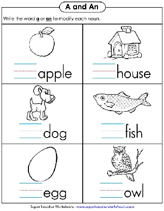 Using A or An Worksheets