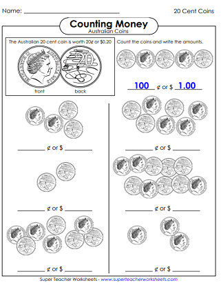 counting money worksheets australian