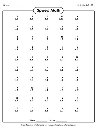 Speed Math (Add, Subtract)