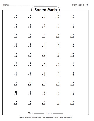 Basic Addition and Subtraction Mixed