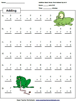 Addition homework sheets