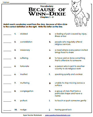 Because of Winn-Dixie Vocabulary