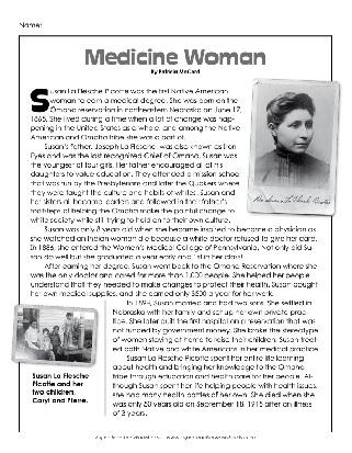 5th Grade Biography Susan La Flesche Picotte Worksheet