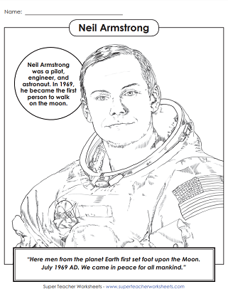 Biography Coloring Pages - Neil Armstrong