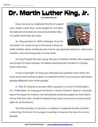 Black History Worksheets