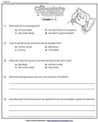 Chocolate Touch Literacy Unit Worksheets