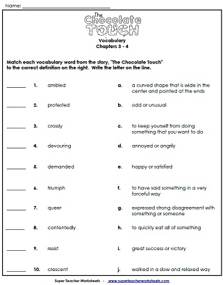 Chocolate Touch Worksheet