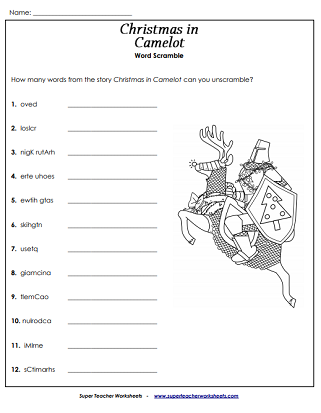 Christmas in Camelot - Printable Worksheets