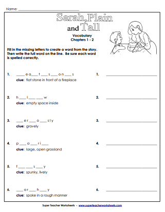 Chapter Book Printable Worksheets