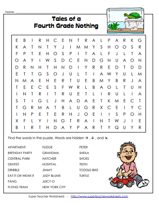 Tales of a Fourth Grade Nothing Worksheets (Chapter Book)