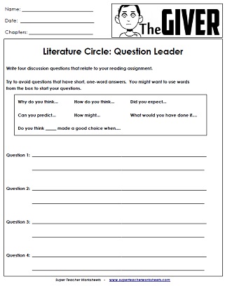 Worksheets and Activities for The Giver