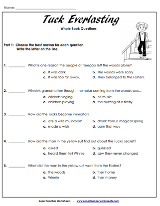 Tuck Everlasting - Printable Worksheets