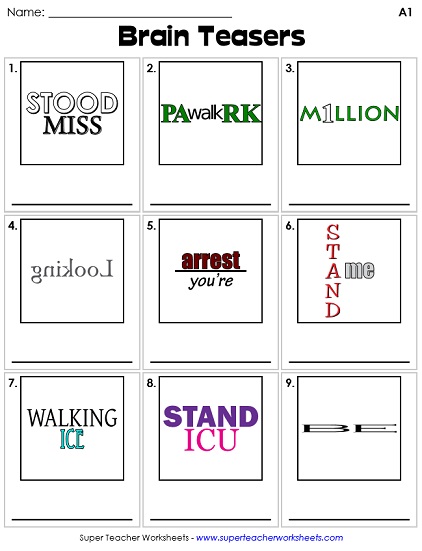 Brain Teaser Worksheets Printable Brain Teasers