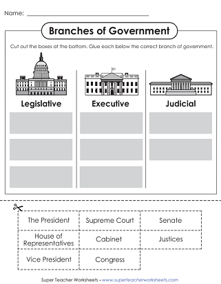 Branches of Government - Cut and Glue Activity