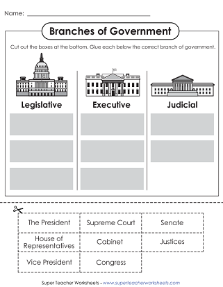Branches of Government Worksheets