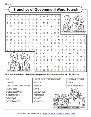 Branches of Government Worksheets