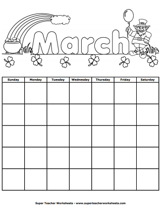 Printable Calendar Worksheets (March)
