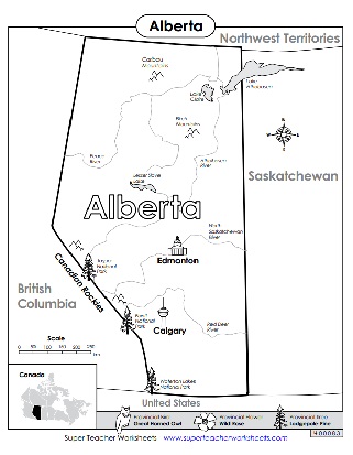 Alberta, Canada Map Printable