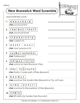 Social Studies - New Brunswick Puzzle