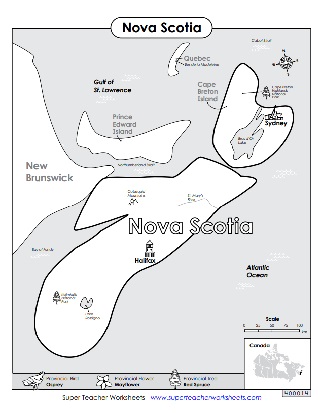 Nova Scotia Worksheet Map