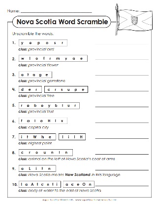 Nova Scotia Worksheets & Puzzles