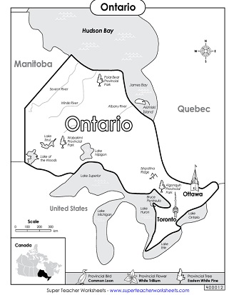 Map of Ontario Worksheet