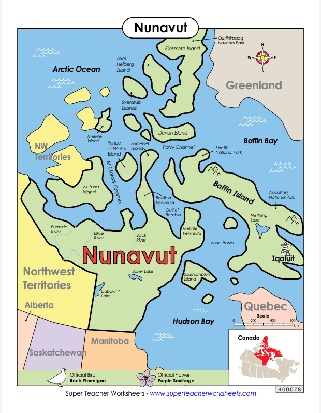 Nunavut Printable Map Worksheet