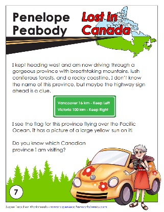 Lost in Canada: Provinces Worksheet